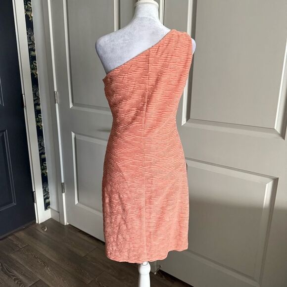 Walter Baker Textured Orange One Shoulder Bodycon Mini Dress Size M - Picture 4 of 7